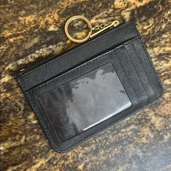 Michael Kors Jet Set Travel Small Top Zip Leather Coin Pouch Wallet - Black - Picture 3 of 5